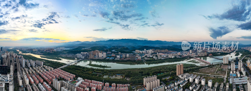 宝鸡城市风光航拍全景图