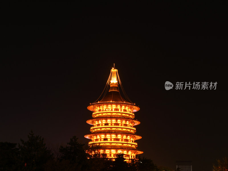 河南省洛阳市旅游景点明堂天堂古建筑夜景