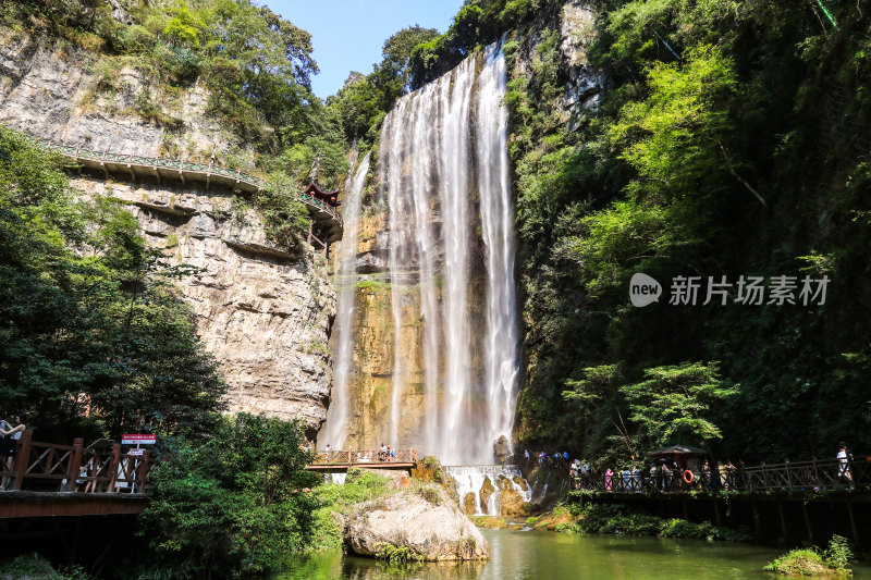 宜昌三峡大瀑布景区彩虹瀑布夏日风光