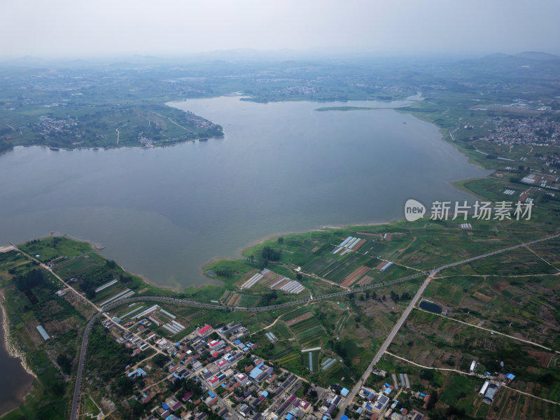 航拍山东临沂兰陵会宝岭水库