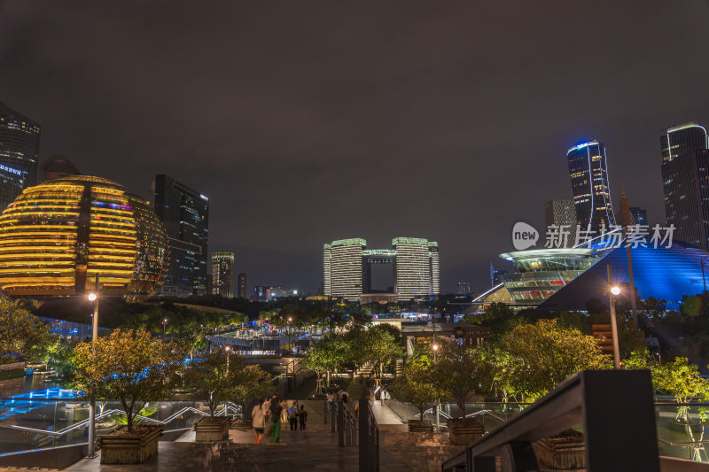 杭州钱江新城城市阳台夜景