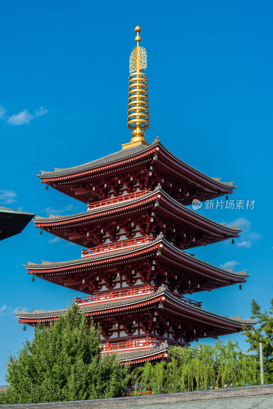 日本东京浅草寺五重塔建筑风光