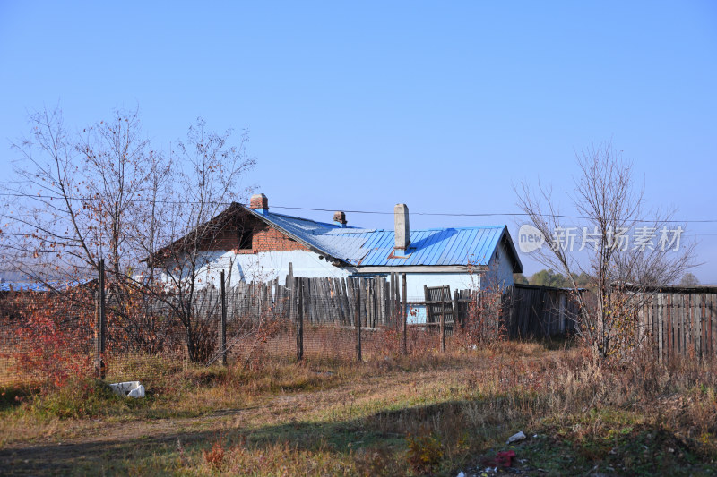 秋天的林中小屋小木屋