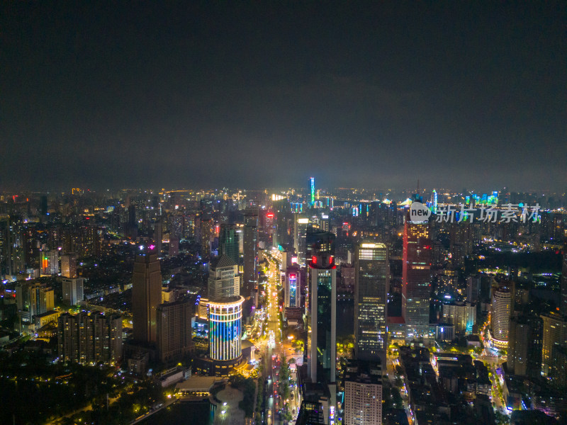 湖北武汉夜景交通航拍图