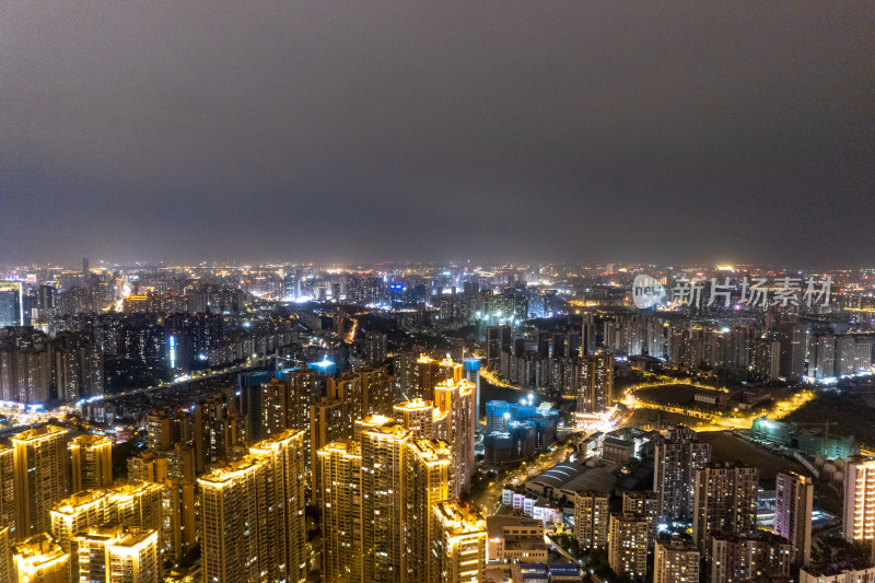 四川成都夜景交通航拍