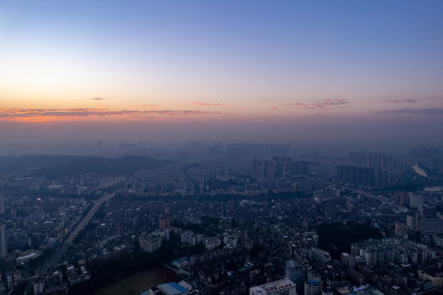 广东江门城市晚霞航拍摄影图