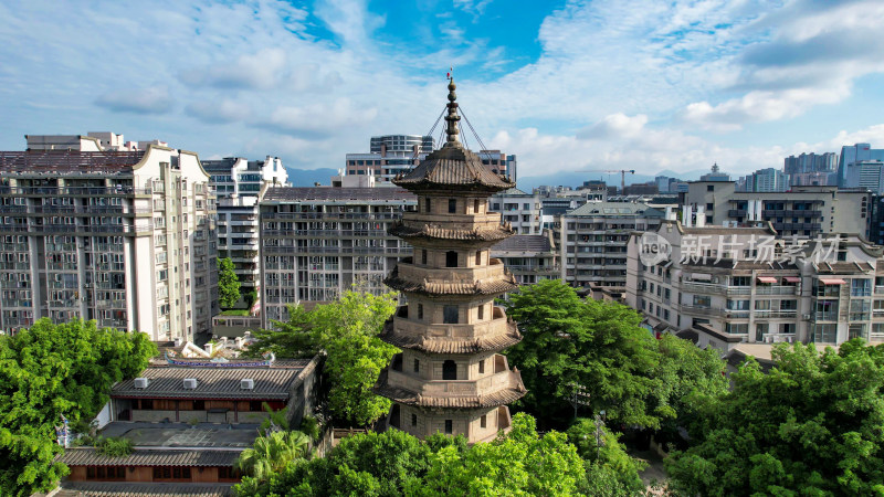 福建福州乌塔地标建筑航拍