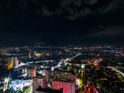 城市夜景灯光万家灯火玉林夜景航拍图