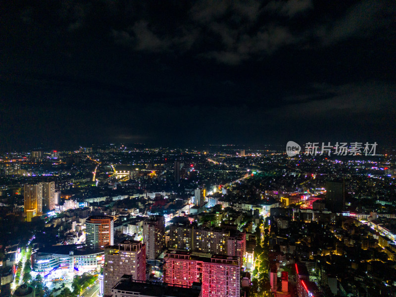 城市夜景灯光万家灯火玉林夜景航拍图