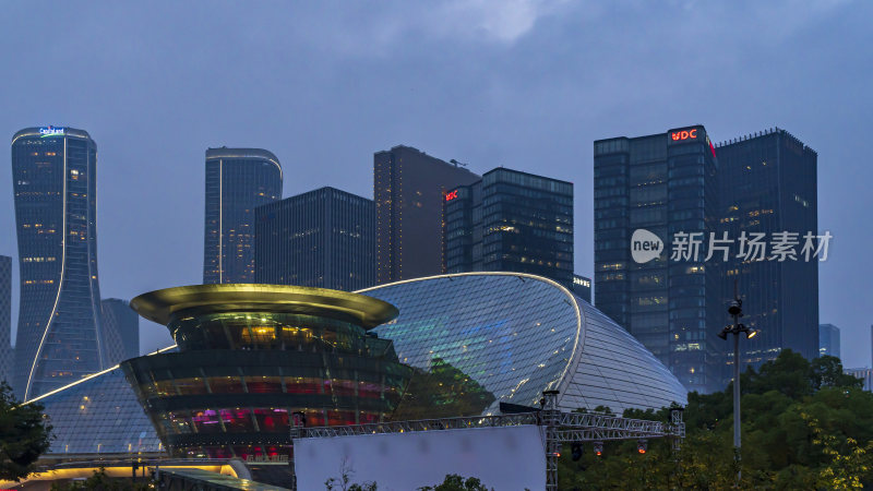 杭州钱江新城城市阳台夜景