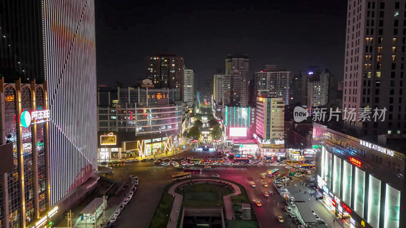 甘肃兰州张掖路夜景航拍图