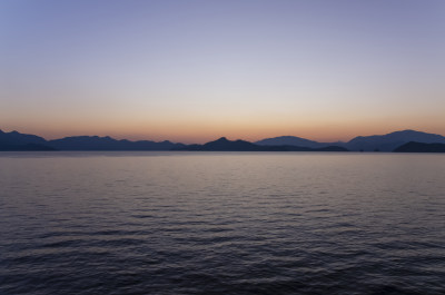 香港大埔区大美督船湾淡水湖日出朝阳