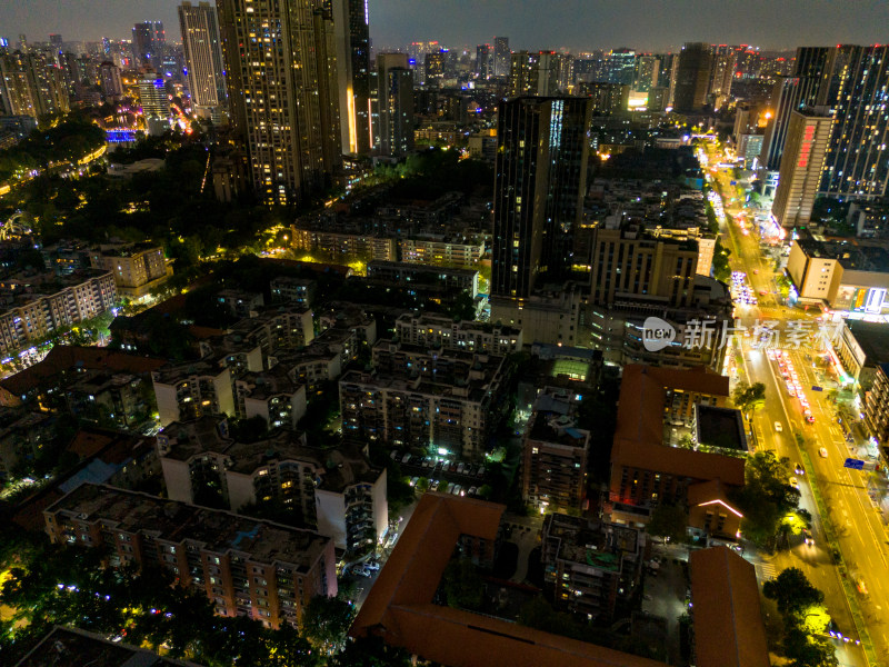 成都夜景交通航拍图