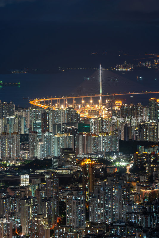 香港维多利亚港CBD中环日落夜景繁华都市