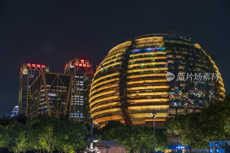 杭州钱江新城城市阳台夜景