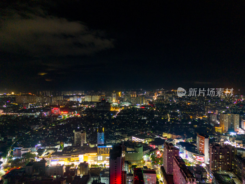 玉林城市夜景万家灯火航拍图