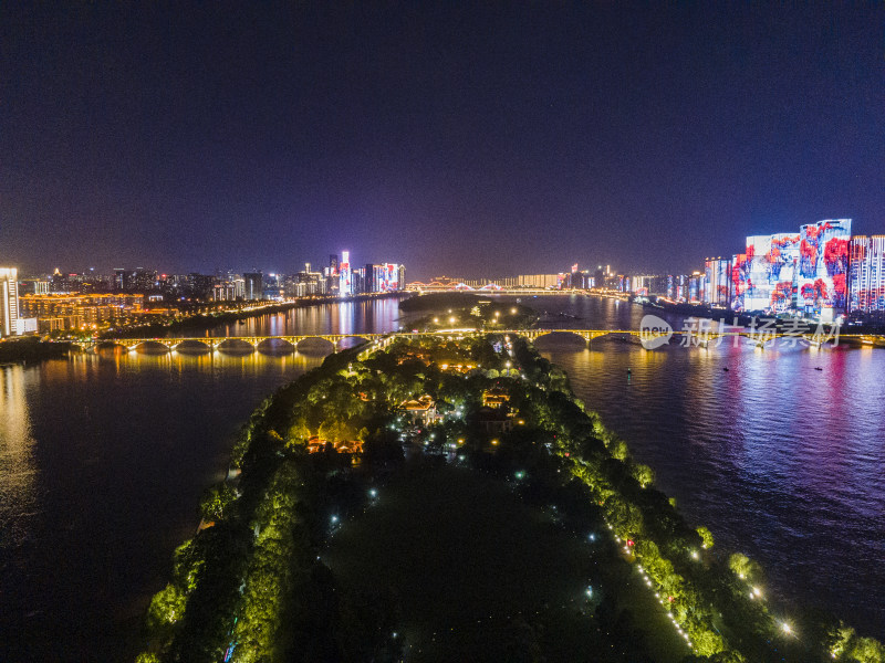 长沙夜景灯光航拍摄影图