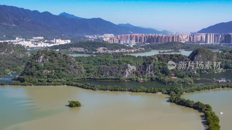 广东肇庆星湖景区七星山5A景区航拍