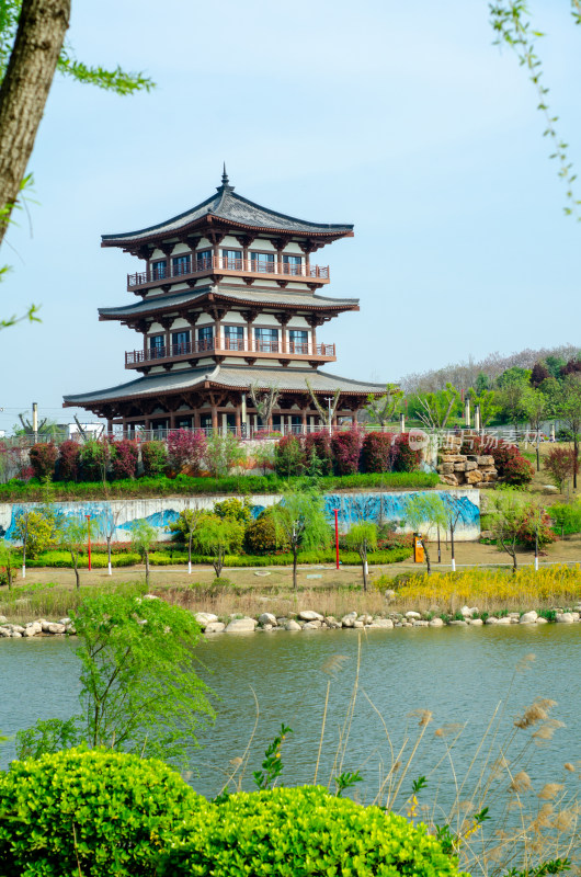 春天的渭南南湖公园湖上风景