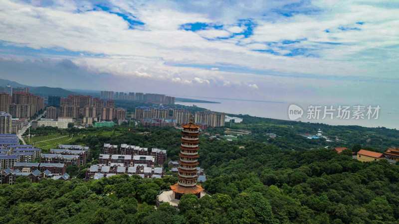 湖南岳阳圣安寺4A景区航拍