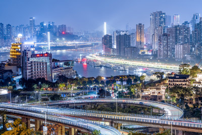 重庆东水门大桥城市夜景