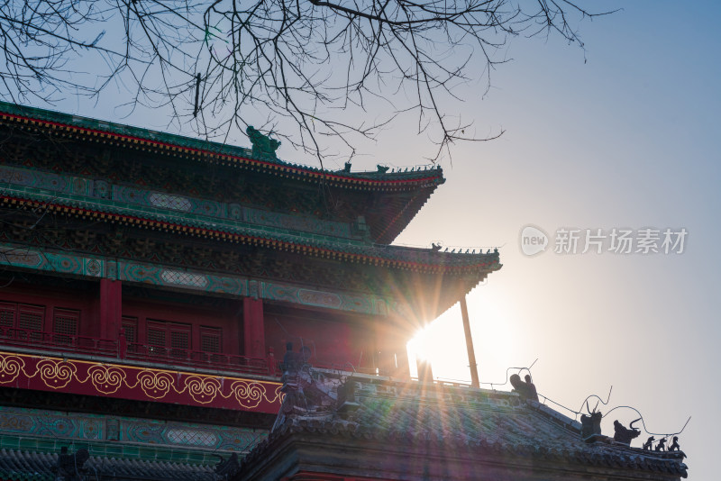 中国北京古老的鼓楼城楼