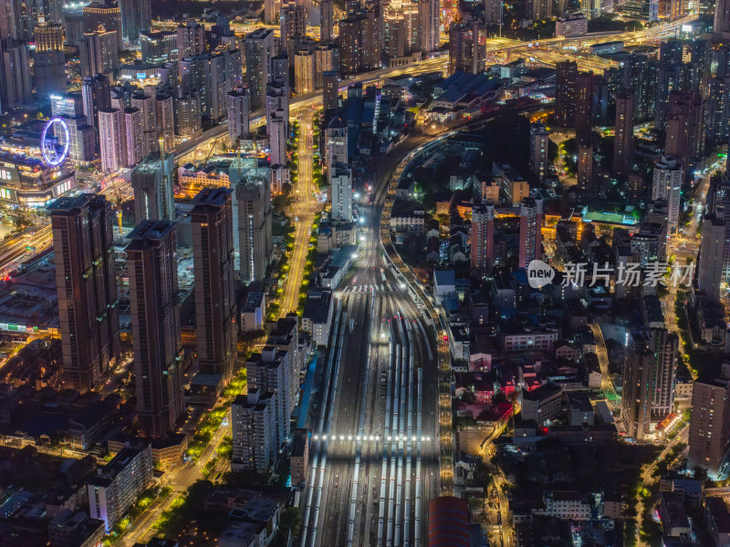 航拍上海现代都市摩天大楼陆家嘴外滩夜景