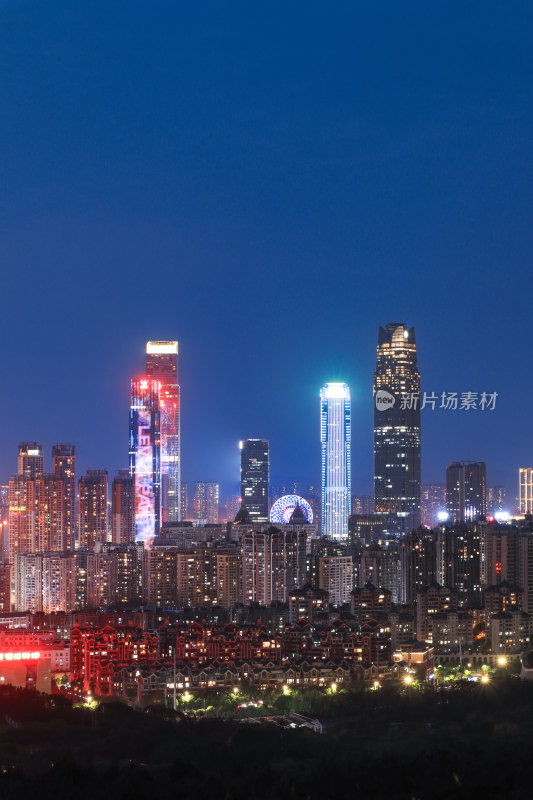 广西南宁东盟商务区城市风光建筑夜景