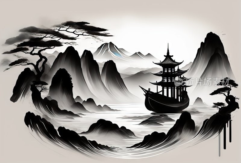 中国风水墨山水画