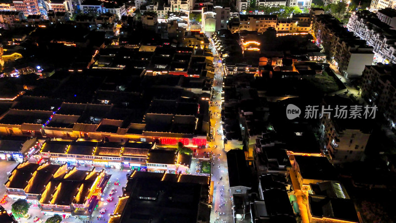 福建泰宁古城夜景灯光航拍