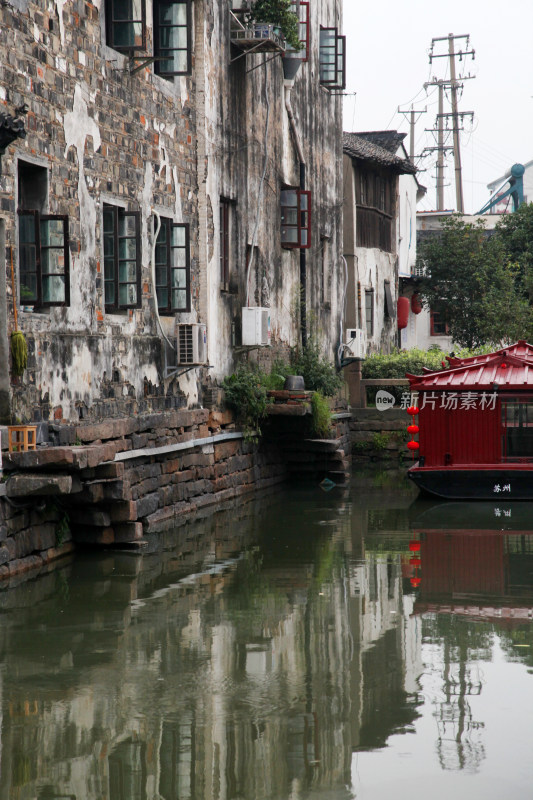 江南水乡古镇临水古建筑景观