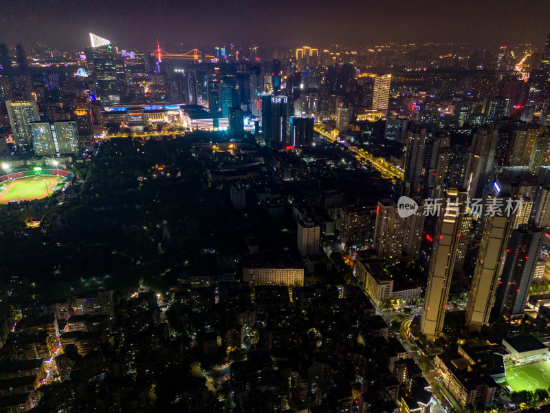 武汉城市夜景大景航拍图