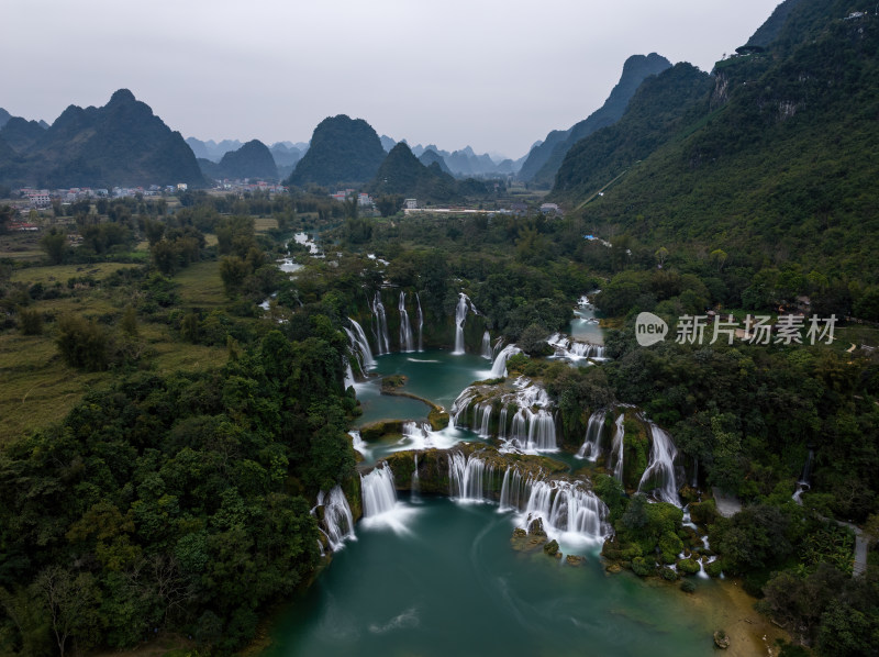 广西崇左德天跨国大瀑布自然美景航拍