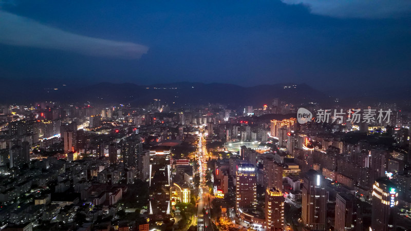 莆田城市大景夜景灯光航拍图