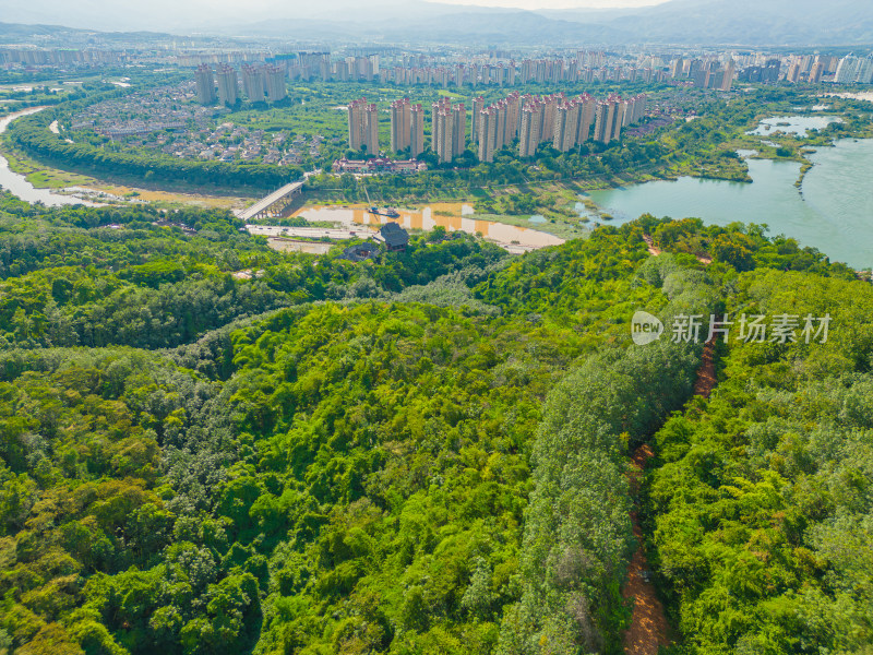 航拍西双版纳景洪市城市风光