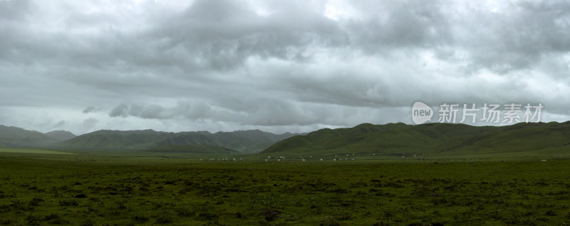 阴云笼罩下的辽阔草原风景