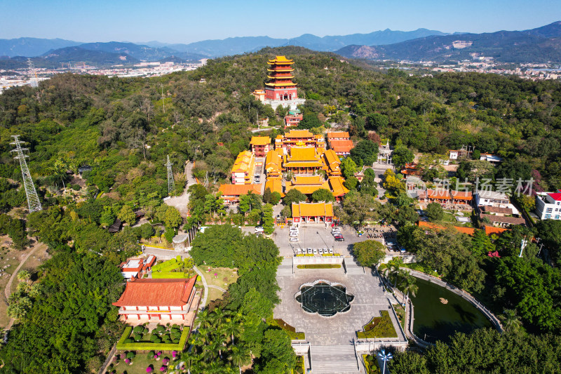 航拍厦门梵天寺建筑景观