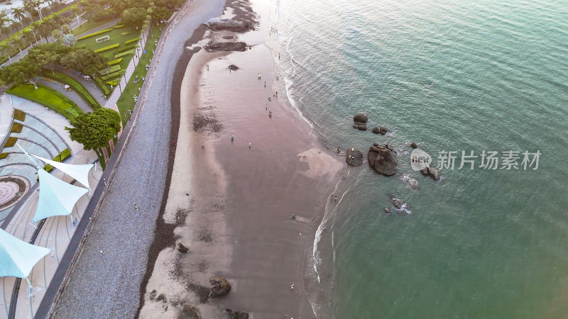 清晨大海海浪沙滩厦门航拍图