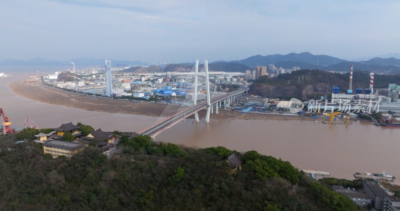 航拍镇海招宝山景区