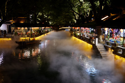 江苏苏州同里古镇水乡夜景