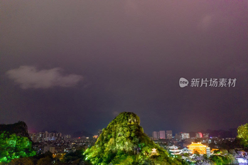柳州城市夜景灯光柳江潘龙公园航拍