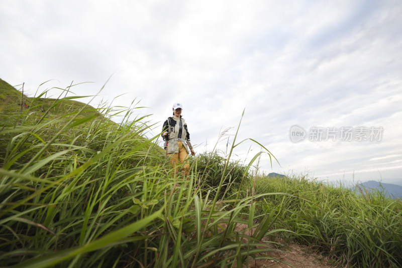 山间草地与层叠山脉风景  武功山 徒步