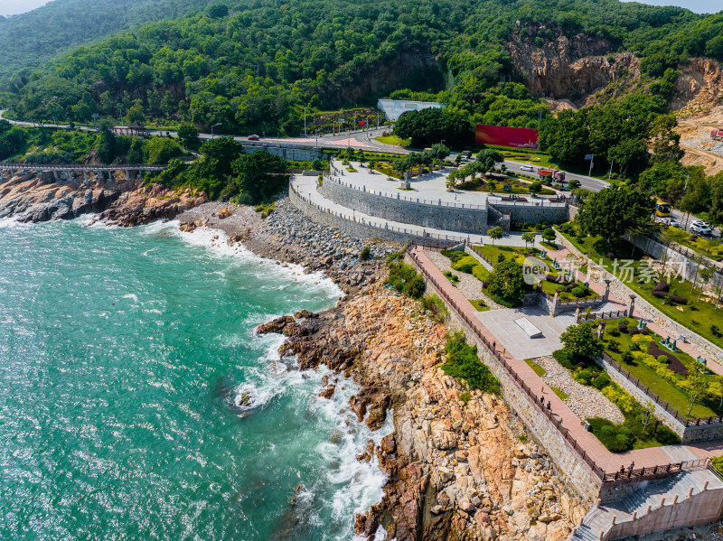 航拍夏季白天广东汕头南澳岛海丝广场风光