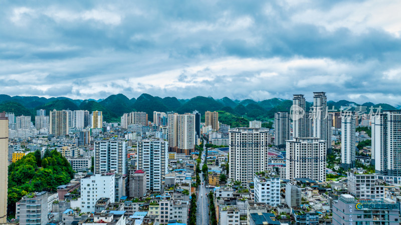 湖北恩施土家族苗族自治州利川市阴天航拍