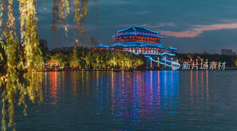 陕西西安大唐芙蓉园夜晚景色