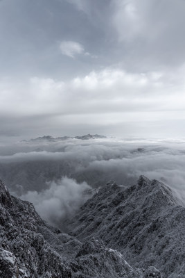 山川大雪云海大气航拍