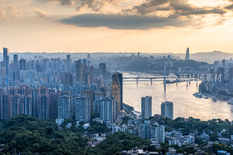 重庆城市天际线日落风景