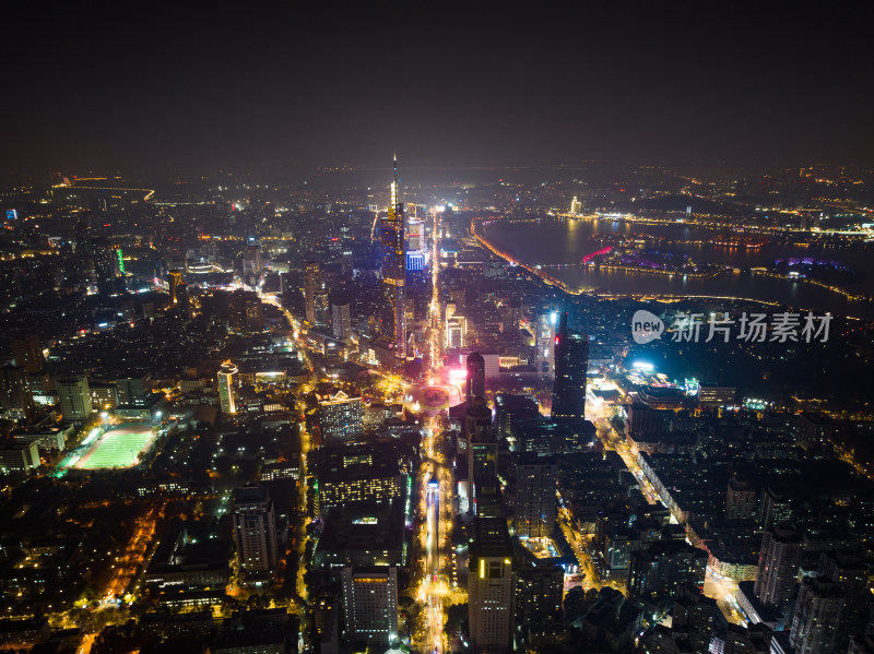 南京城市夜景风光航拍