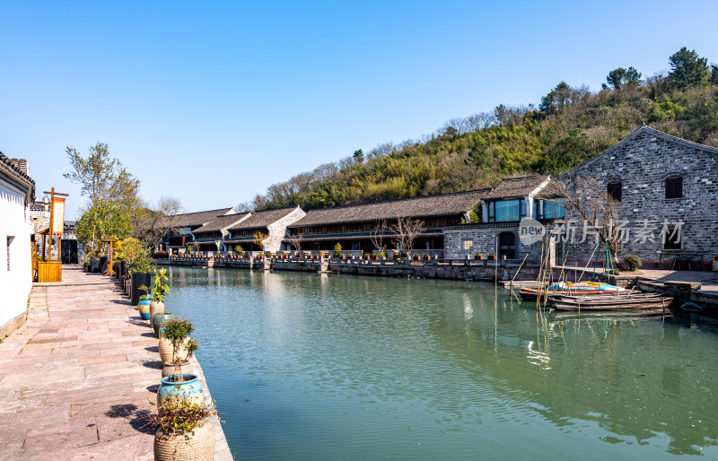 浙江宁波东钱湖韩岭老街水街景点景观