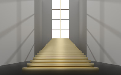 大厅内豪华的楼梯 3D渲染